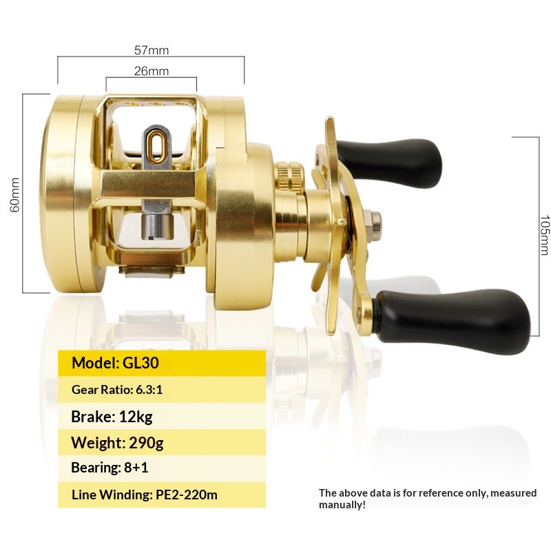 GL30 Full Metal Magnetic Baitc - Trolling Reel ulasan dan harga
